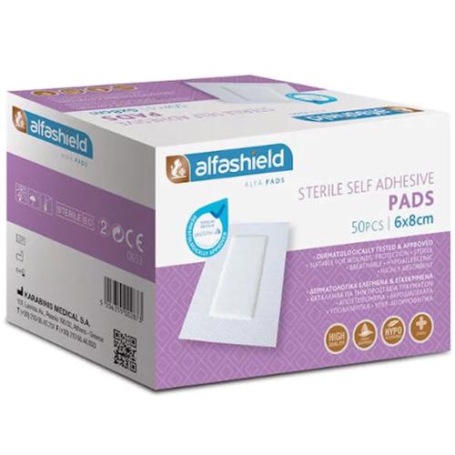 AlfaShield Sterile Self-Adhesive Pads Αποστειρωμένα Αυτοκόλλητα Επιθέματα 50 Τεμάχια - 6x8cm